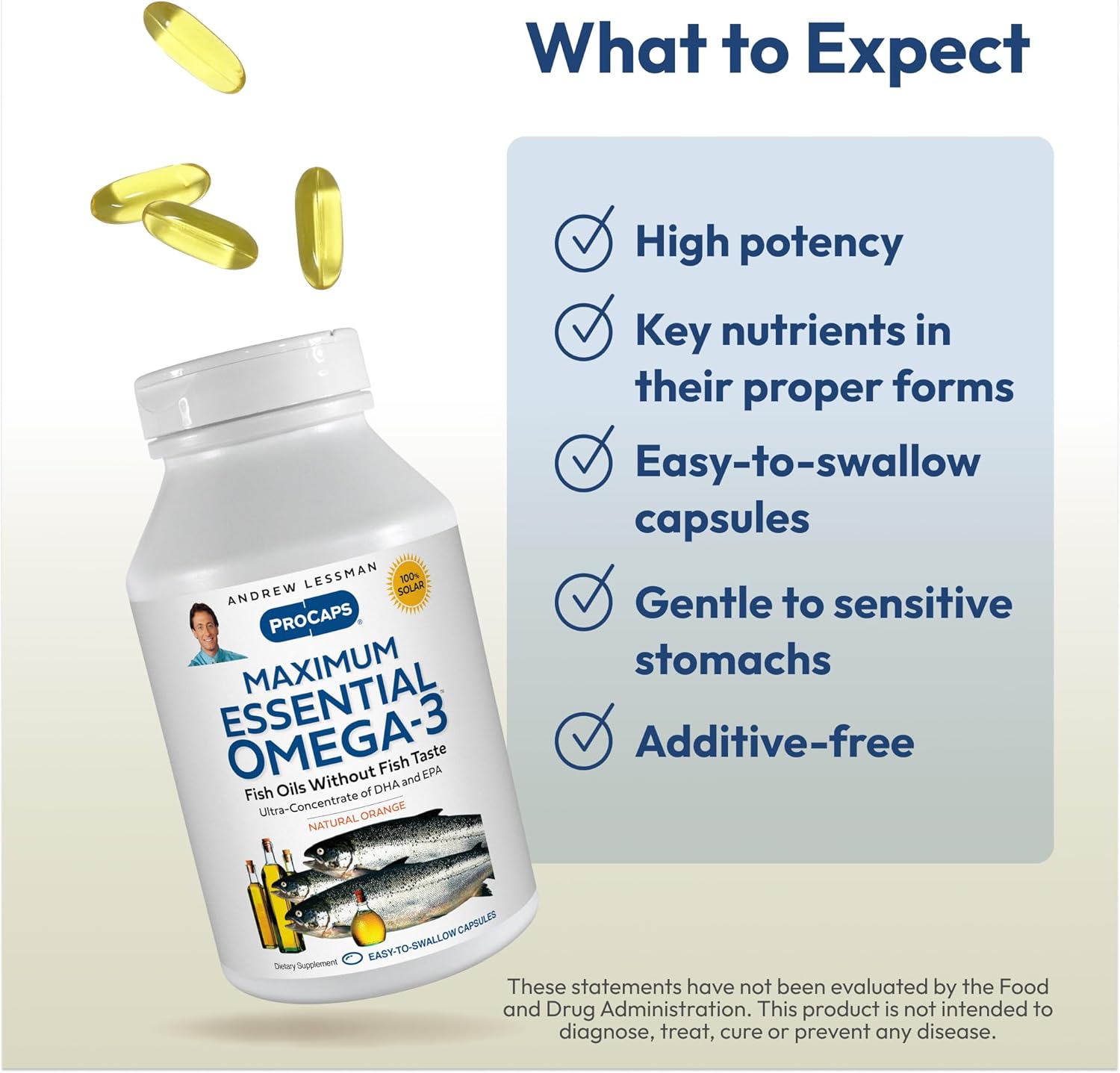 360 Softgels Andrew Lessman Maximum Essential Omega-3 Orange - High Potency, Ultra-Pure Oils, High DHA, No Mercury, Easy to Swallow