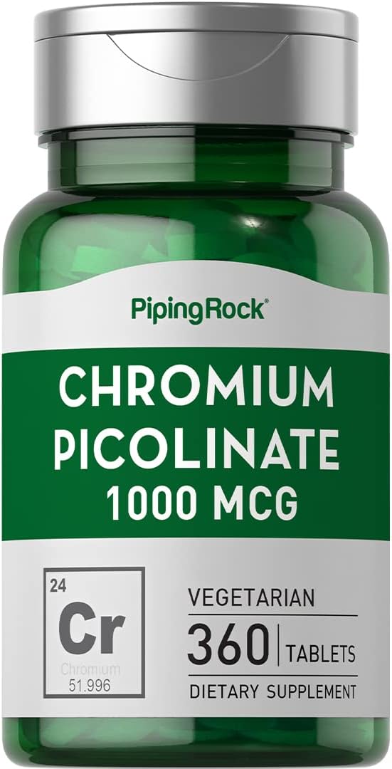 360 Tablet Piping Rock Chromium Picolinate 1000mcg Pills - Vegetarian, Non-GMO & Gluten Free Supplement