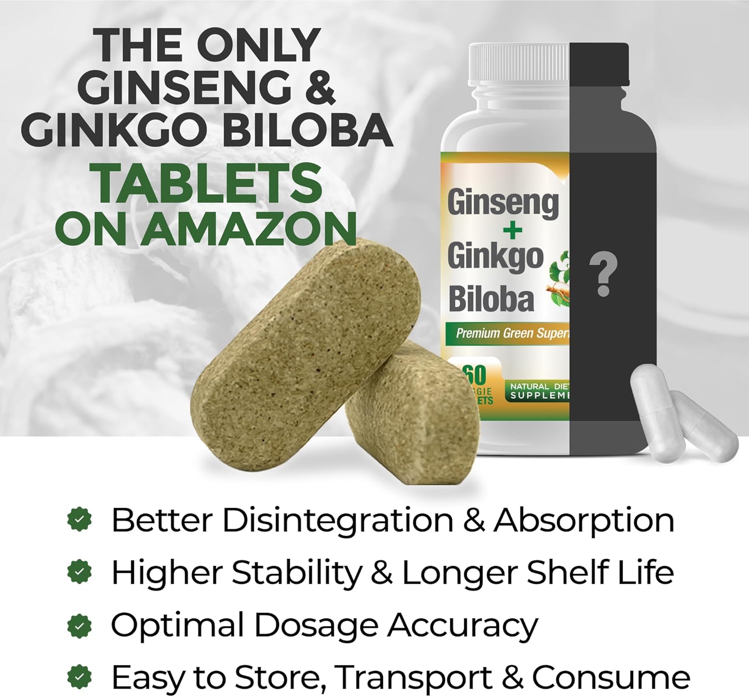 360 Tablets GreeNatr Ginko Biloba & Panax Ginseng Supplement for Memory, Focus, Vision, Immune System & Blood Flow