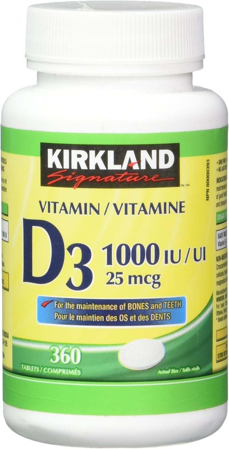 360 Tablets Kirkland Signature Vitamin D3 1000 IU - High-Quality Supplement for Bone Health & Immune Support