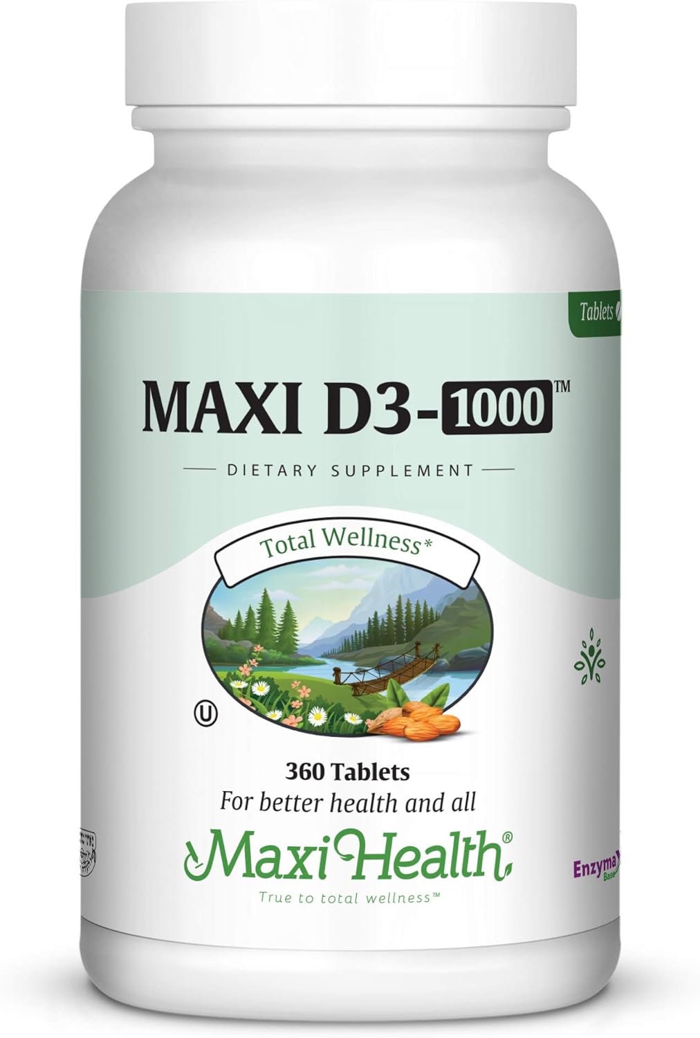 360 Tablets of Maxi-Health Vitamin D3 1000 IU - Support Healthy Muscles, Bones, and Immune System - Best Kosher Supplement for Adults