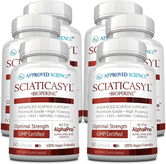 360 Vegan Capsules for Optimal Sciatic Nerve Support with B Vitamins, Magnesium, and Alpha-Lipoic Acid - Approved Science Sciaticasyl with BioPerine