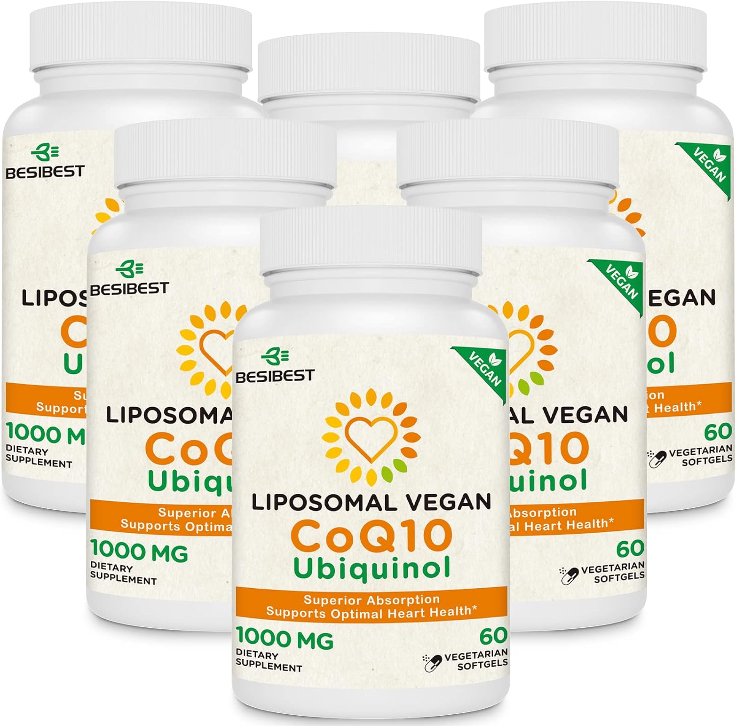 360 Vegan Softgels of Besibest 1000mg Liposomal CoQ10 Ubiquinol for Heart Function & Energy Production