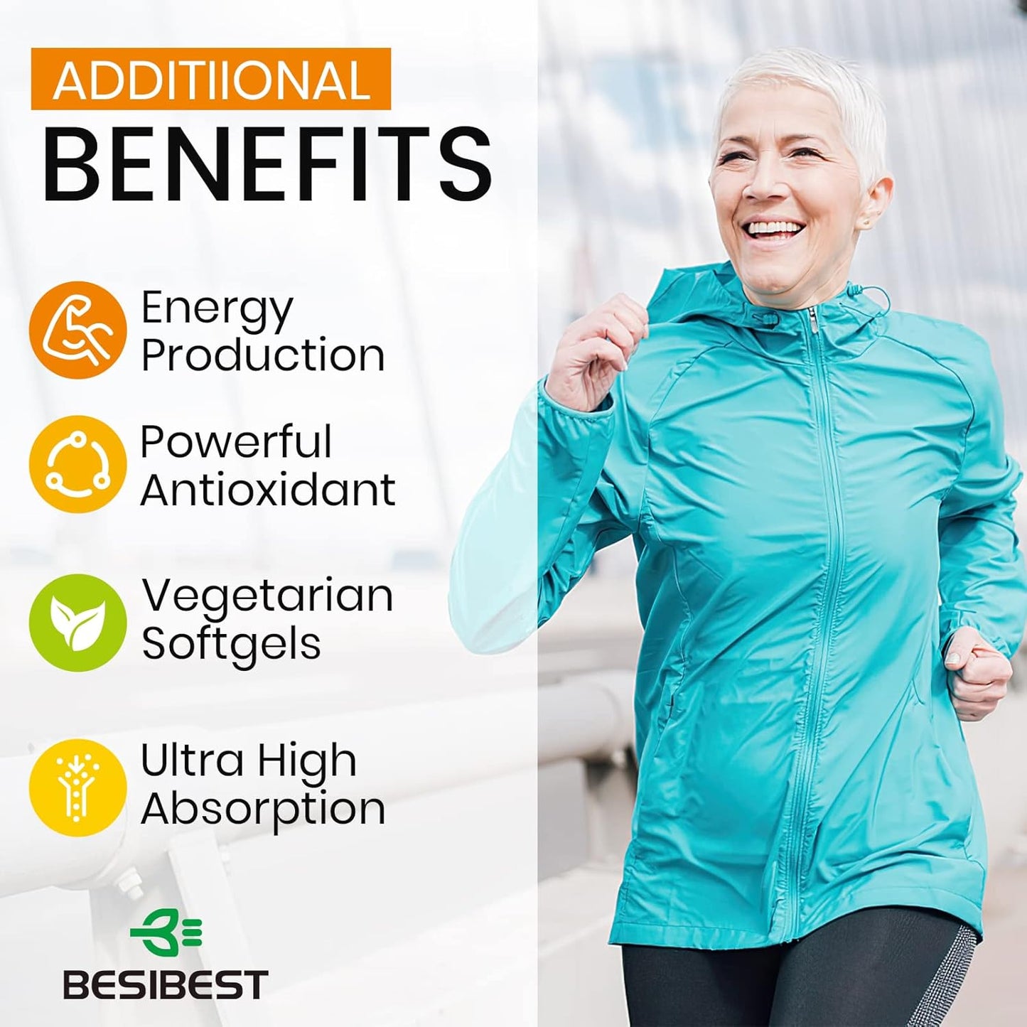 360 Vegan Softgels of Besibest 1000mg Liposomal CoQ10 Ubiquinol for Heart Function & Energy Production