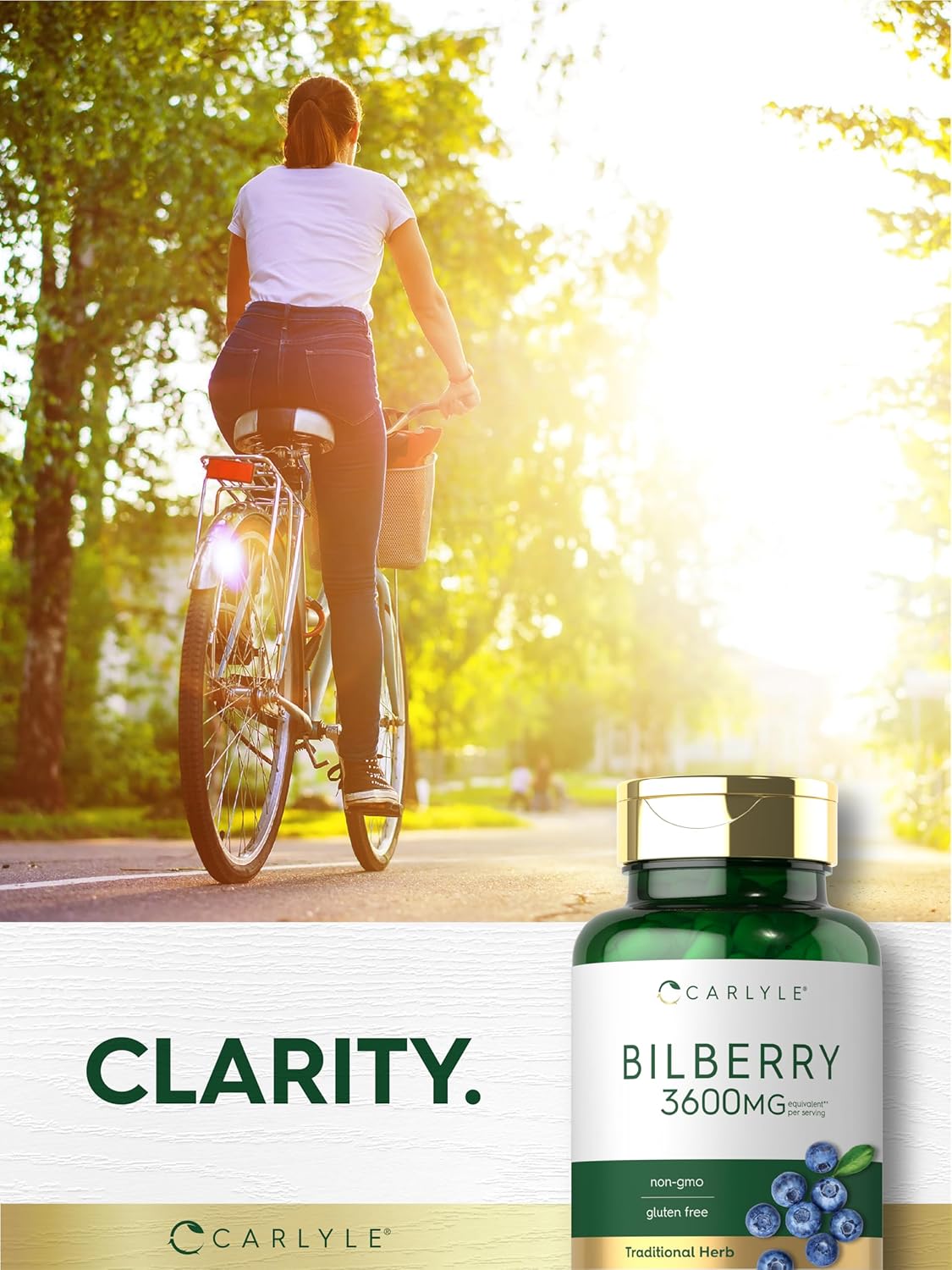 3600mg Carlyle Bilberry Extract Capsules - 150 Count - Vegetarian, Non-GMO & Gluten Free Fruit Supplement