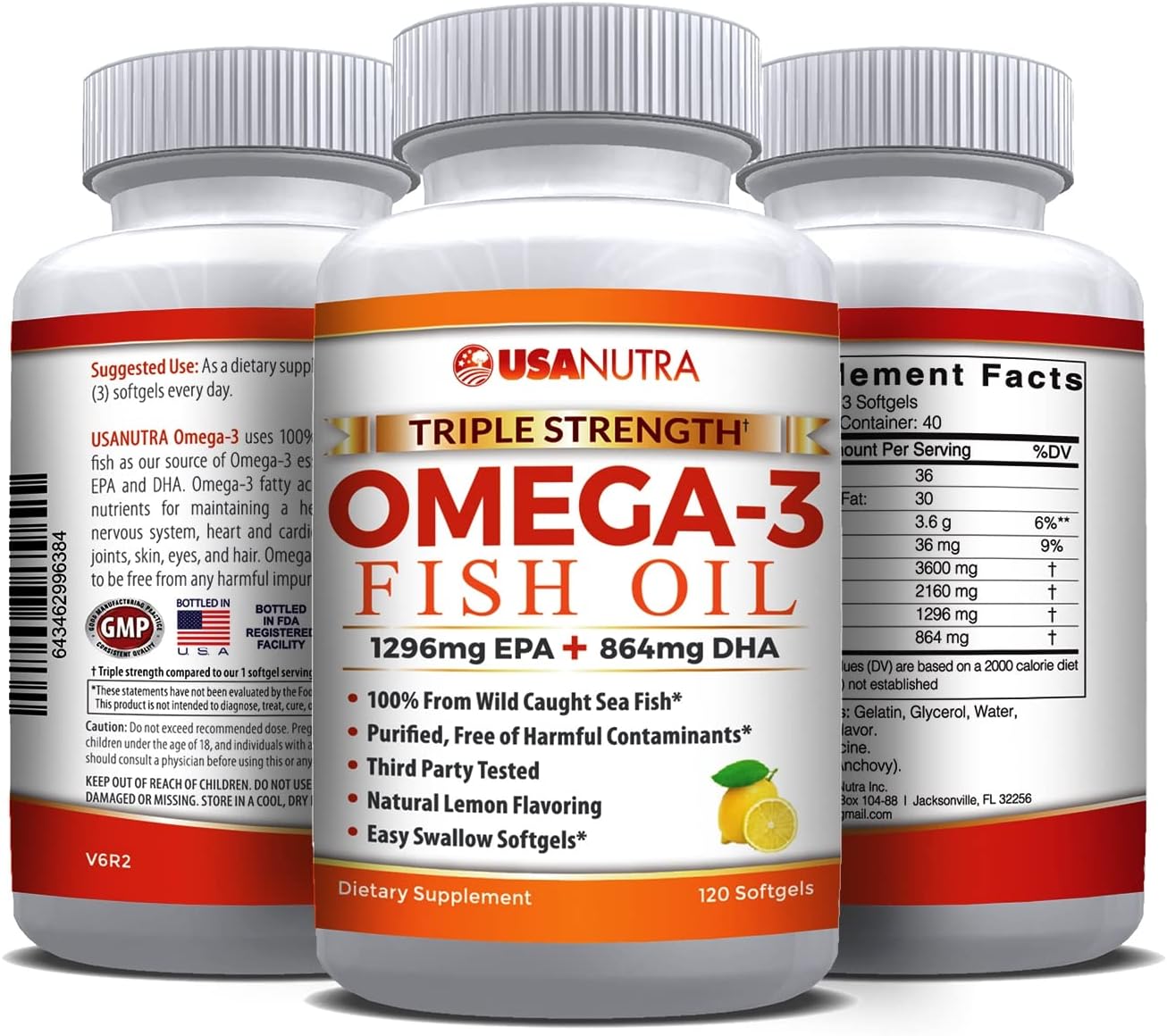 3600mg Omega 3 Fish Oil Supplement with EPA and DHA for Joint, Brain, and Heart Health - 120 Softgels for Men and Women