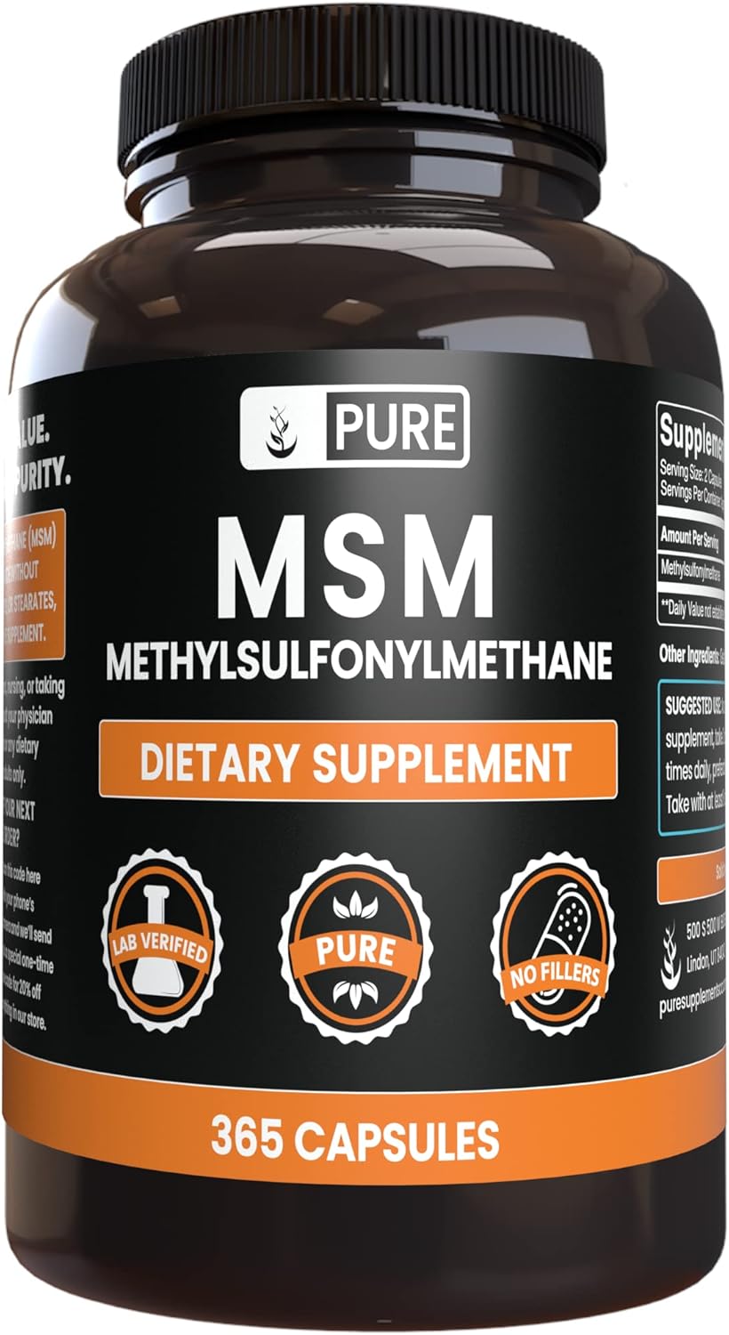 365 Capsules Each Diosmin and MSM Bundle - Pure Original Ingredients, No Magnesium or Rice Fillers