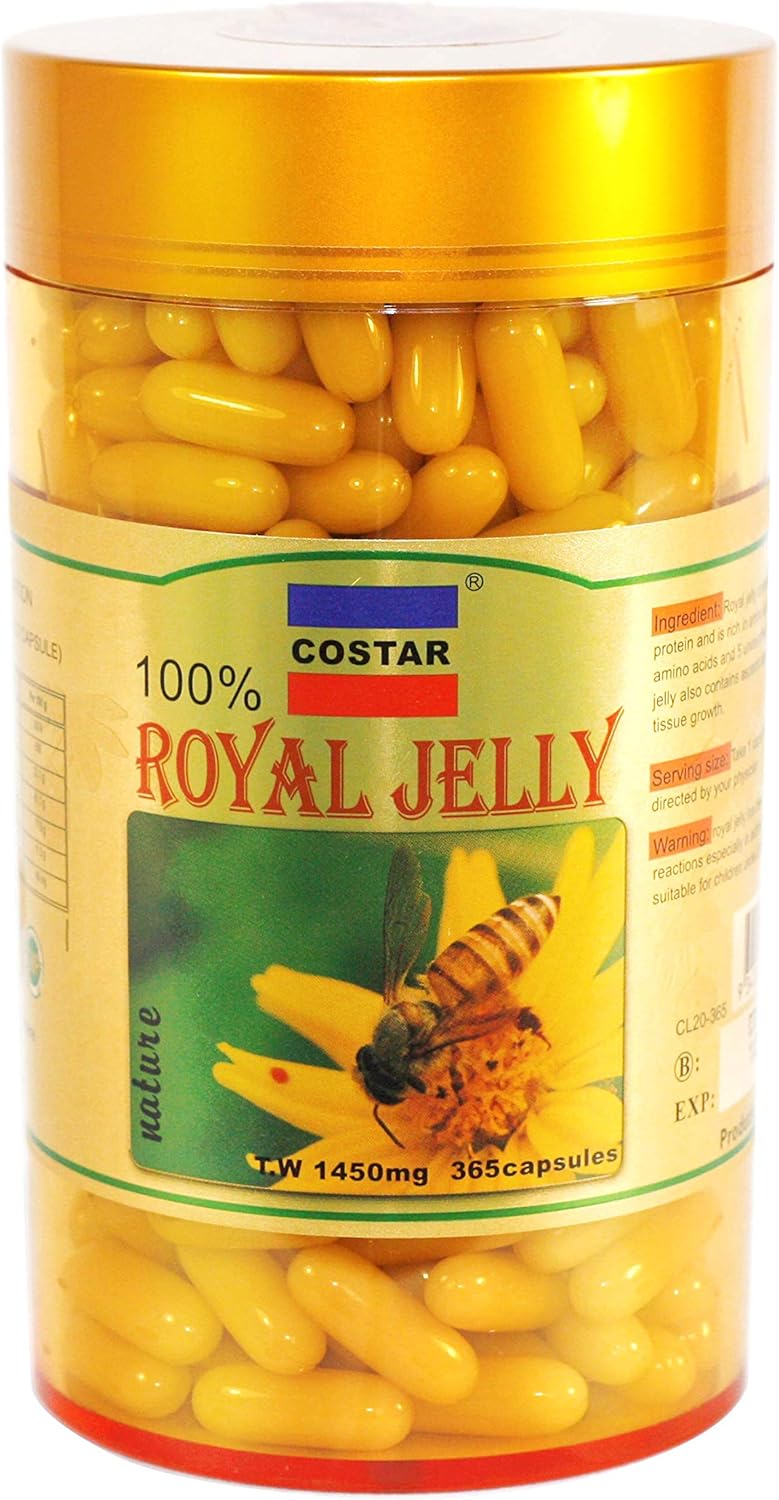 365 Capsules of Australian-Made Costar Royal Jelly Supplement - 1450mg Rich in Nutrients for Vitality and Well-being