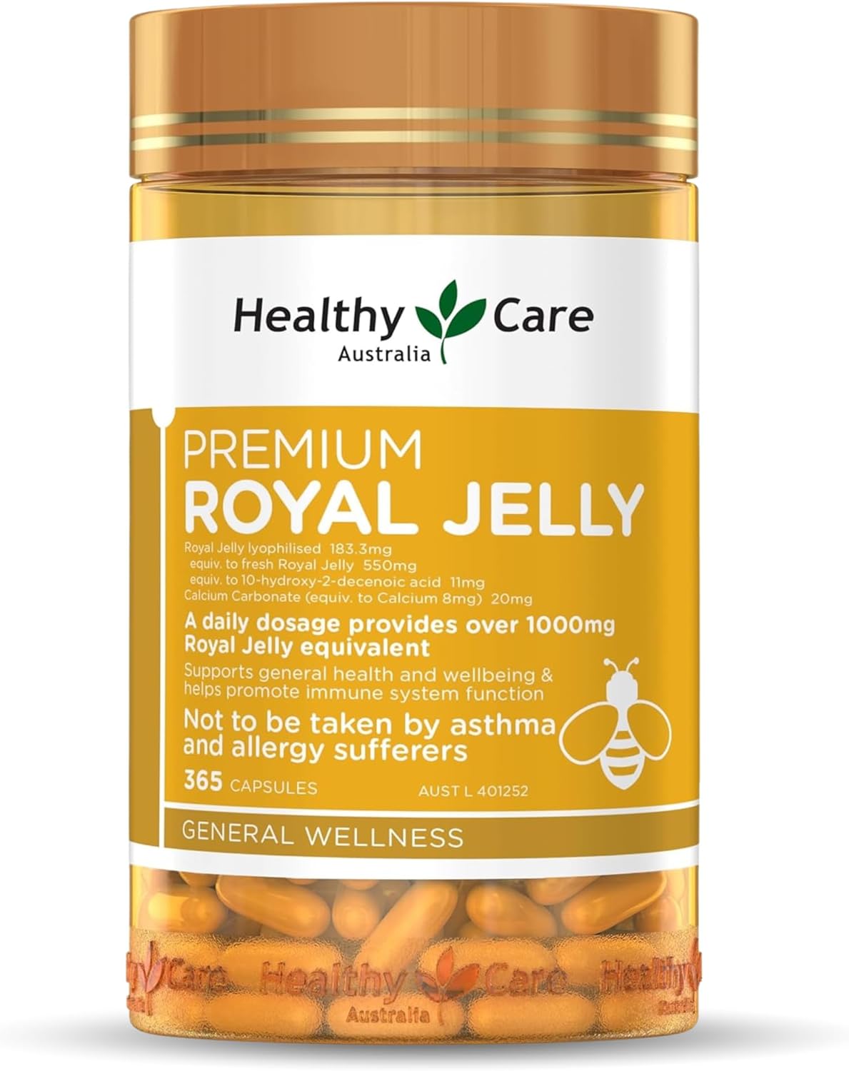 365 Capsules of Australian-Made Healthy Care Royal Jelly 1000 Supplement