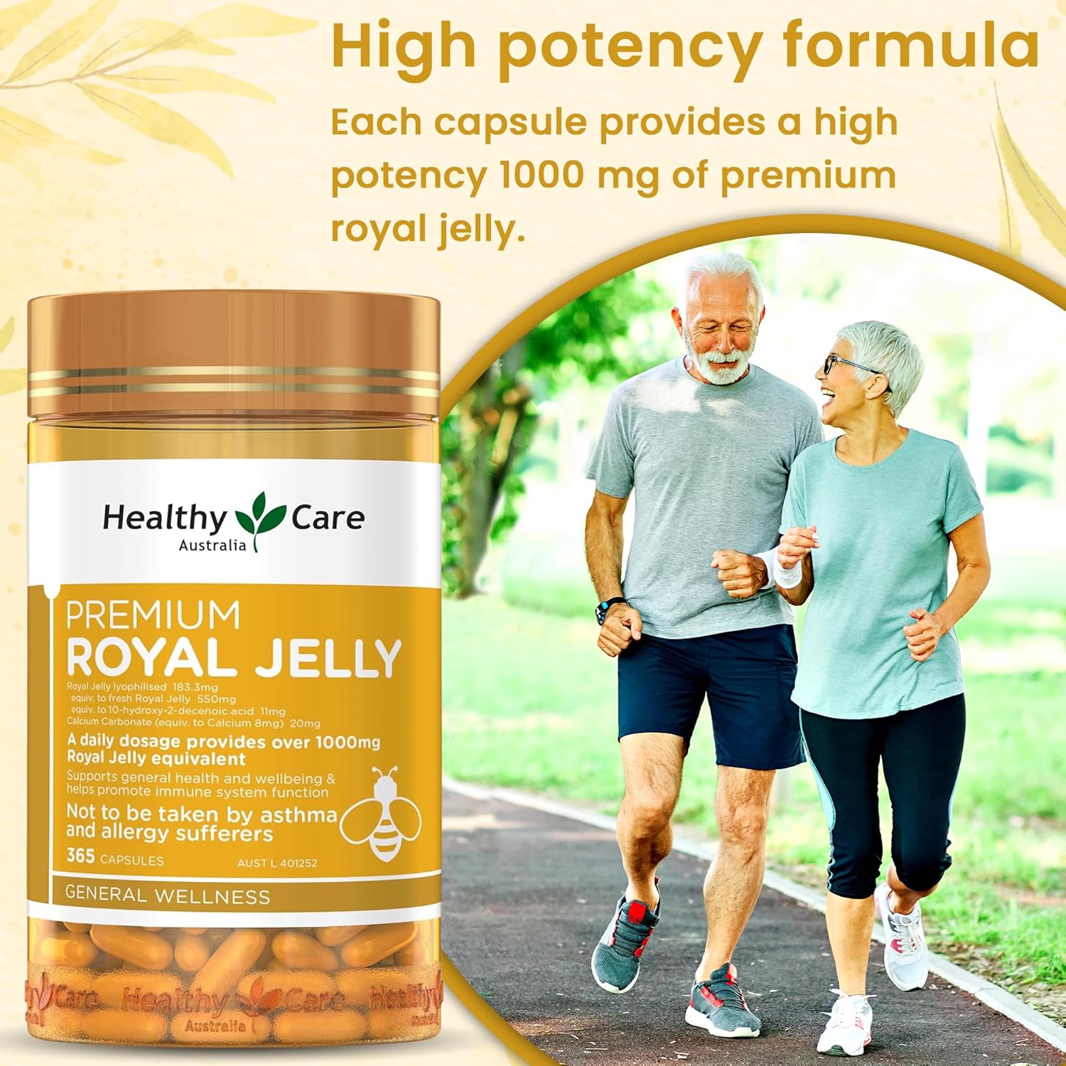 365 Capsules of Australian-Made Healthy Care Royal Jelly 1000 Supplement