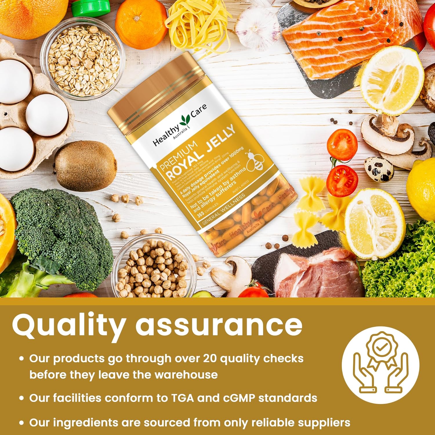 365 Capsules of Australian-Made Healthy Care Royal Jelly 1000 Supplement
