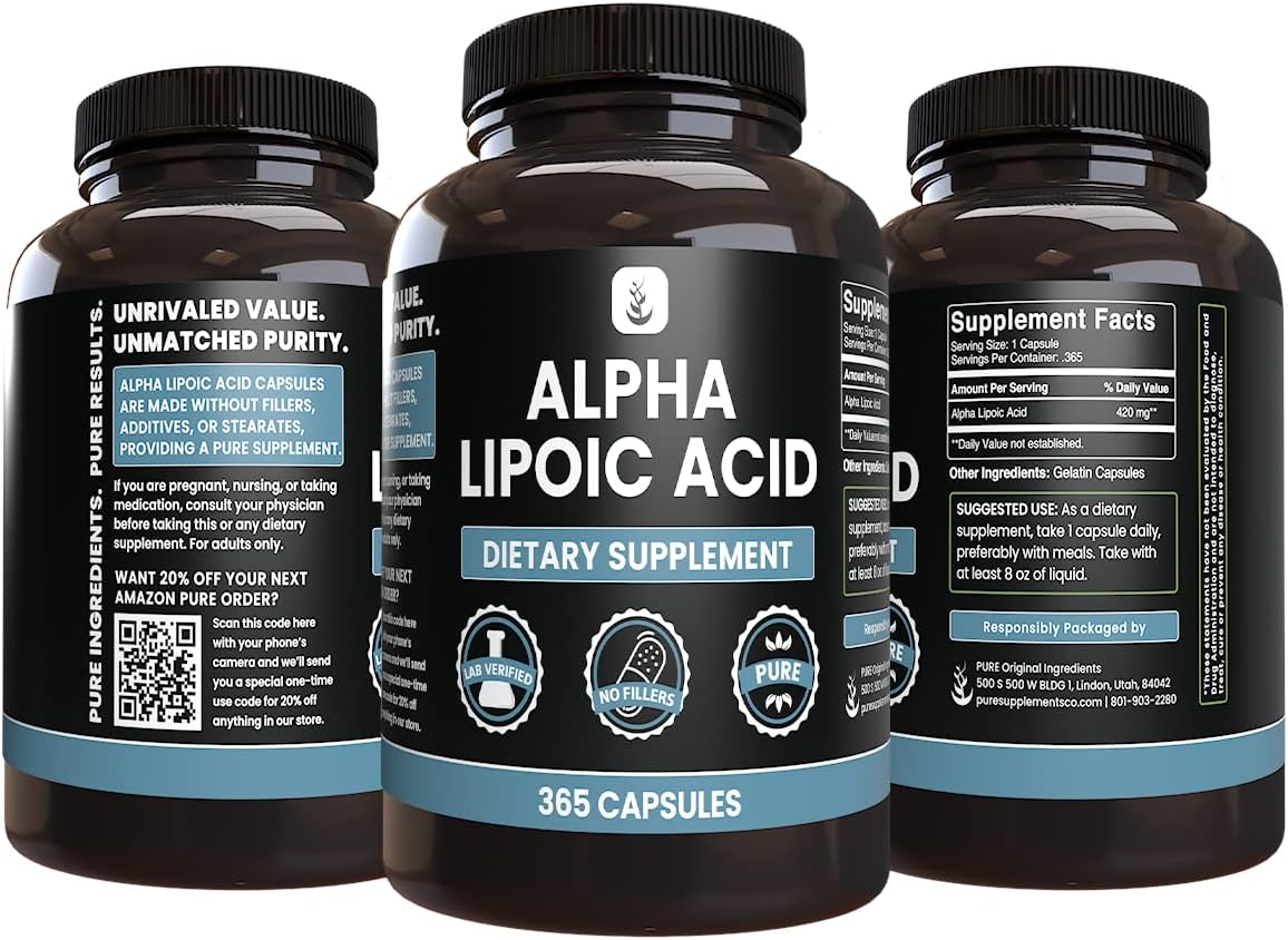 365 Capsules of Benfotiamine & Alpha Lipoic Acid Bundle - Pure Ingredients, No Additives or Fillers