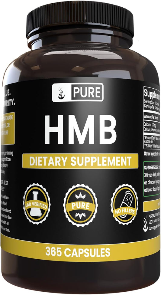 365 Capsules of Pure HMB with Original Ingredients - No Magnesium or Rice Fillers - Lab Verified