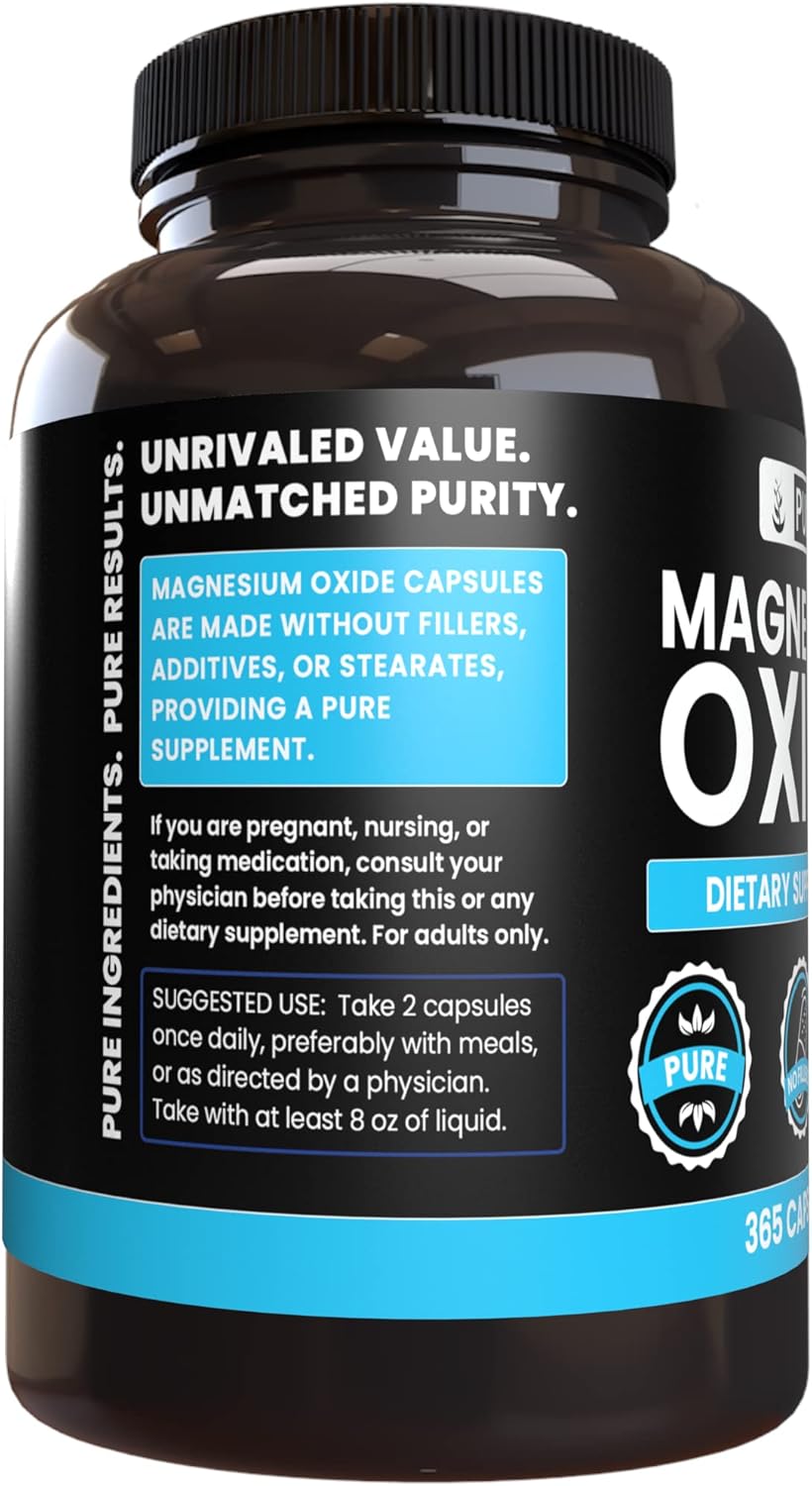 365 Capsules of Pure Magnesium Oxide and Ginger Root Bundle with No Fillers - Original Ingredients, Always Pure