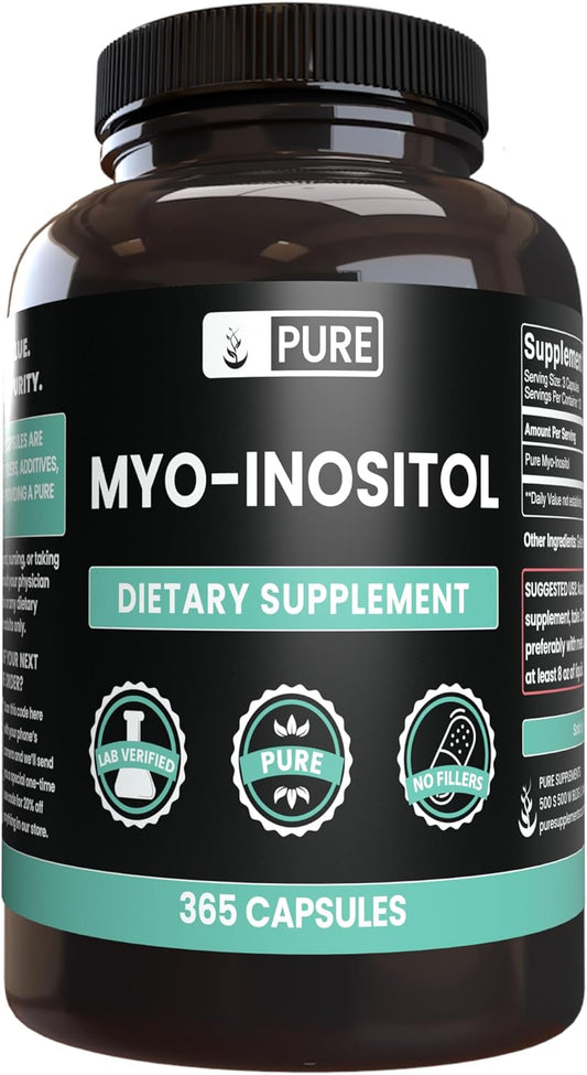 365 Capsules of Pure Myo-Inositol with No Magnesium or Rice Fillers