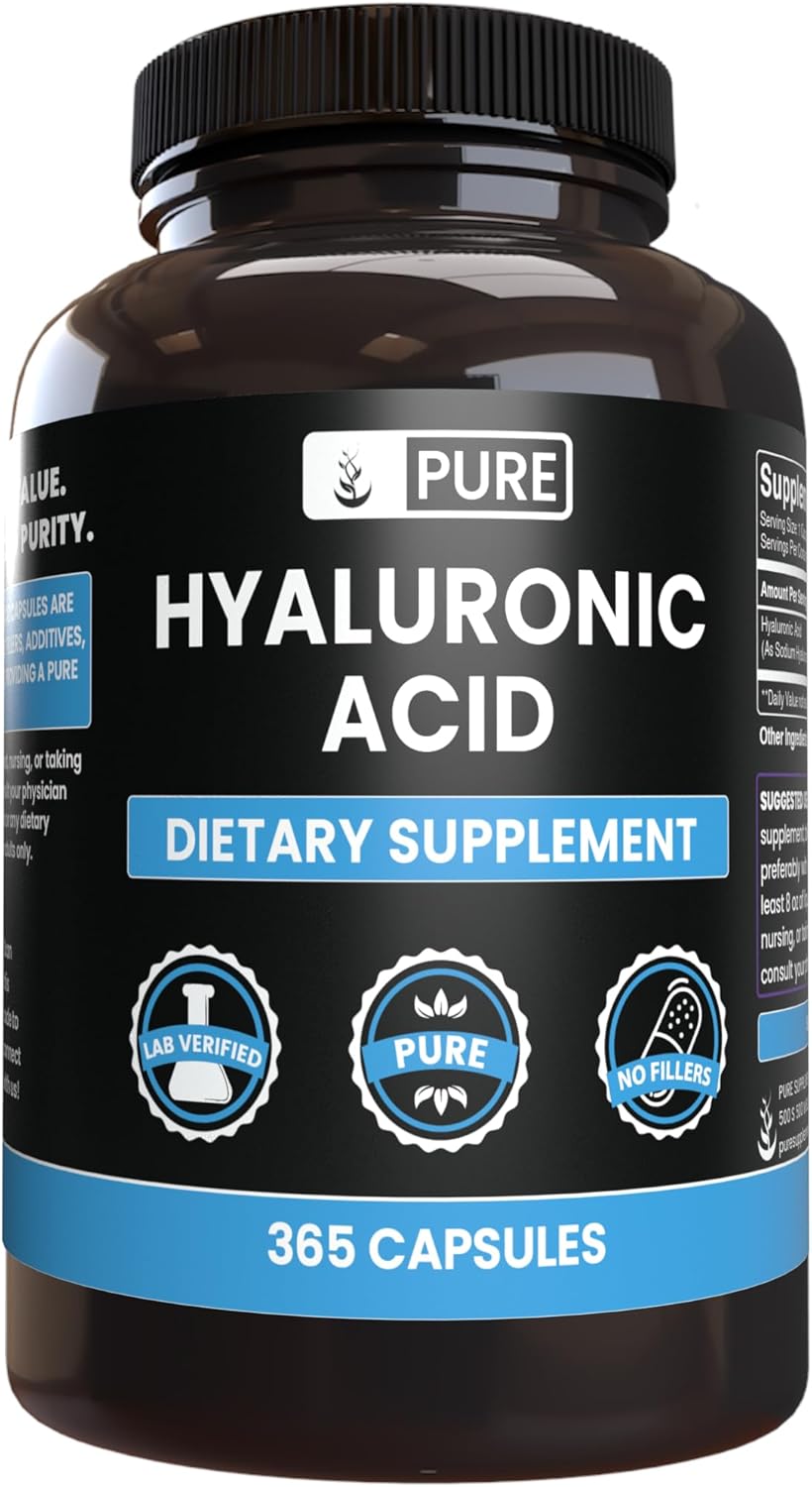 365 Capsules Pure Hyaluronic Acid with Original Ingredients - No Magnesium or Rice Fillers, Lab Verified