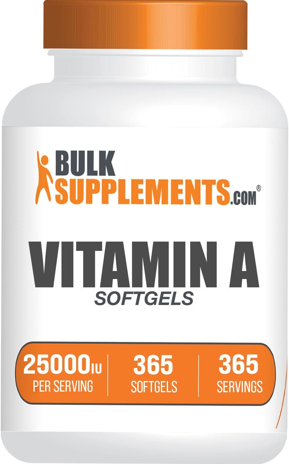 365 Count Vitamin A 25000 IU Softgels - Retinyl Palmitate Supplement for Eye & Immune Support - Gluten Free, 1 Softgel/serv.