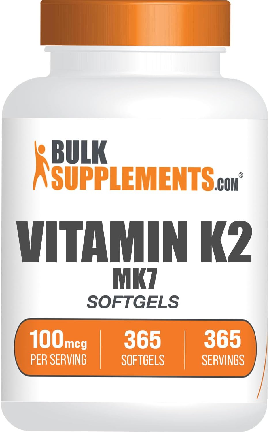 365 Count Vitamin K2 MK7 Softgels - Gluten Free K2 Supplement for Bone Health - 100 mcg per Serving, 1 Softgel