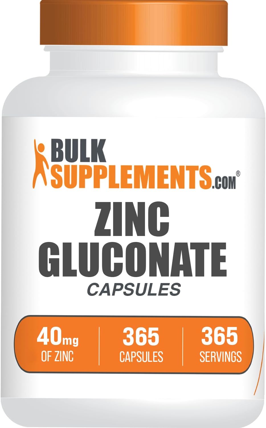 365 Count Zinc Gluconate Capsules - 40mg Zinc Pills for Immune Support - Gluten Free Supplement - 1 Capsule Per Serving