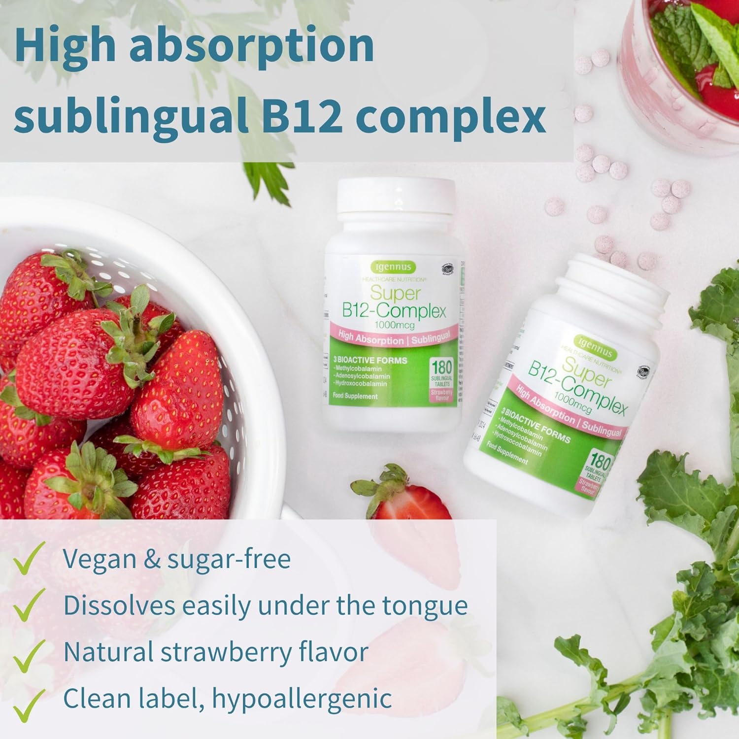 365 Day Supply of Igennus Healthcare Nutrition Vitamin D3 (2000iu) + Super B12-Complex Bundle for Vegetarians