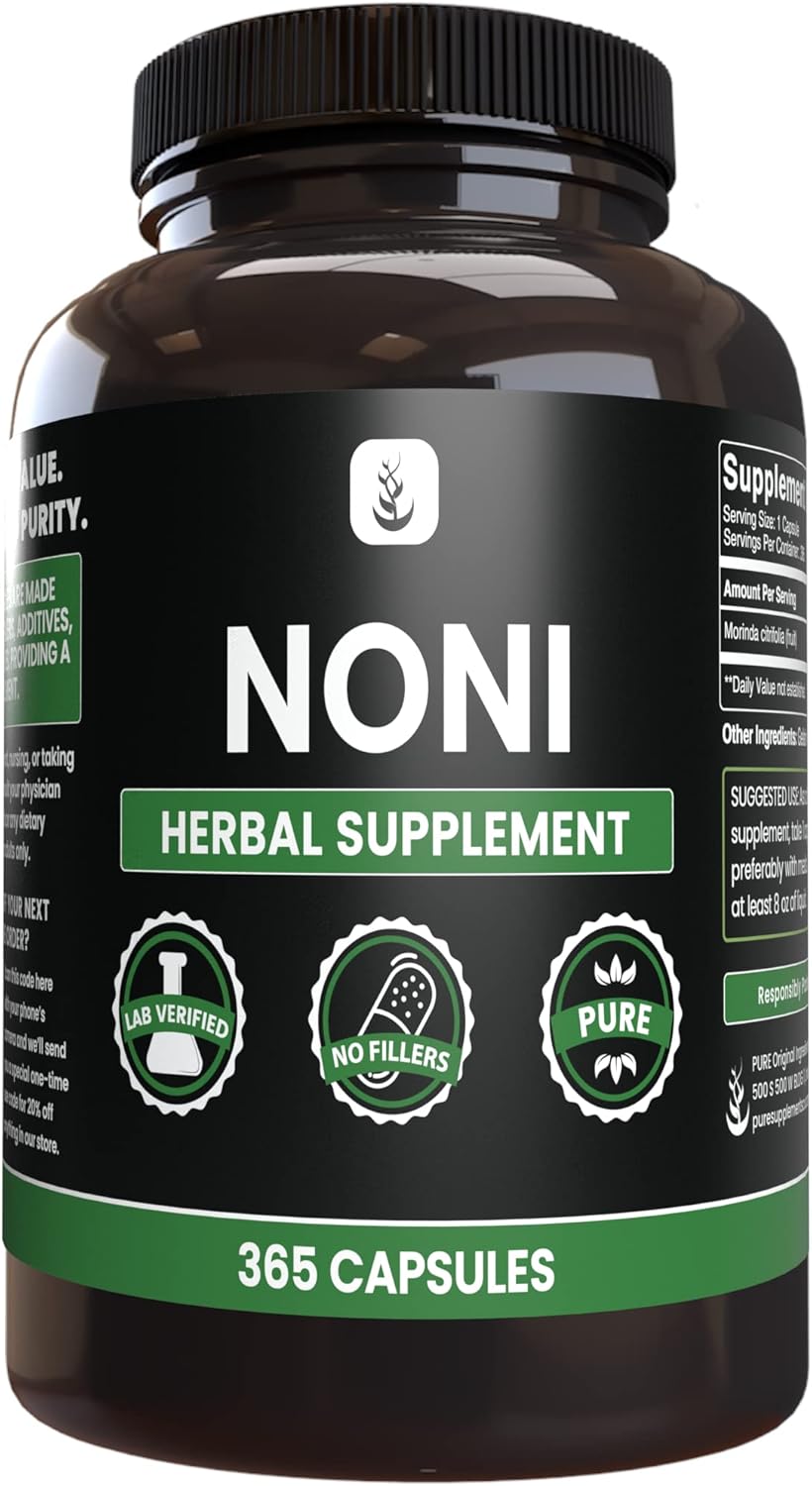 365 Pure Noni Capsules - No Magnesium or Rice Fillers, Lab Verified