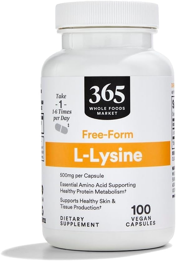 365 Whole Foods Market L Lysine 500mg Capsules - 100 Vegetable Capsules