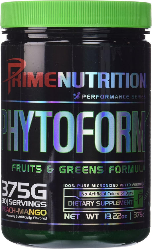 375g Phytoform Fruits & Greens Powder by Prime Nutrition - Peach Mango Flavor - 30 Servings