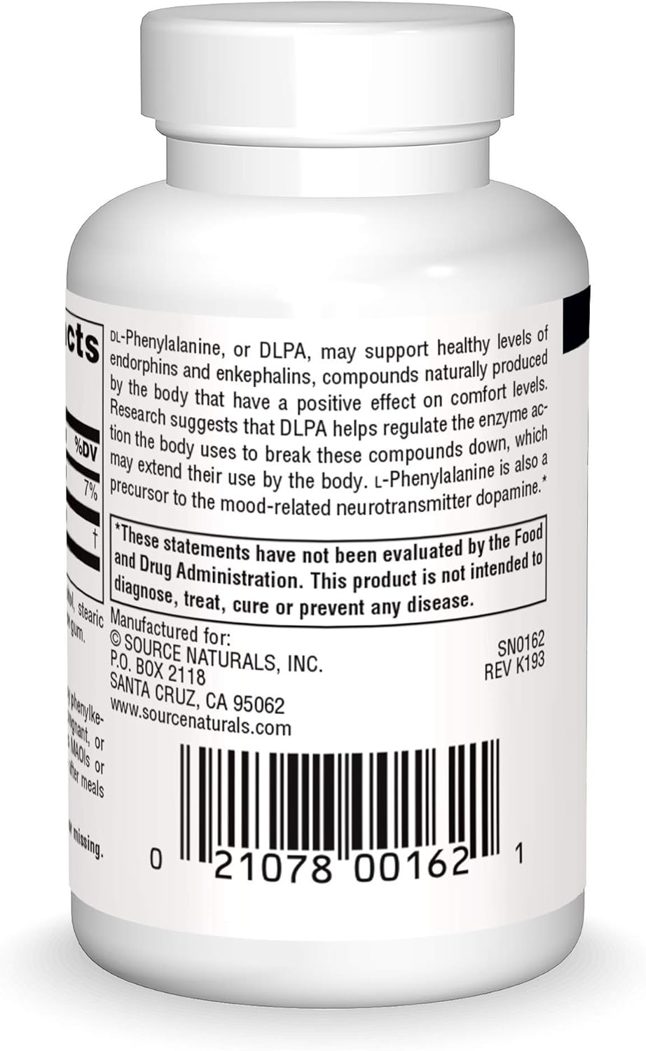 375mg DLPA DL-Phenylalanine Supplement for Alertness - 60 Tablets by Source Naturals
