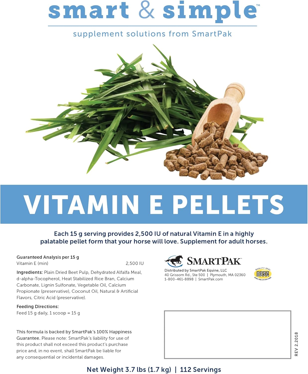 3.7lb SmartPak Vitamin E Supplement Pellets for Horses