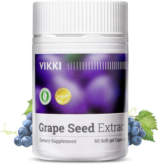 38100mg Grape Seed Extract Capsules with OPC Blueberry Essence - 60 Count, Maximum Strength by Vikki