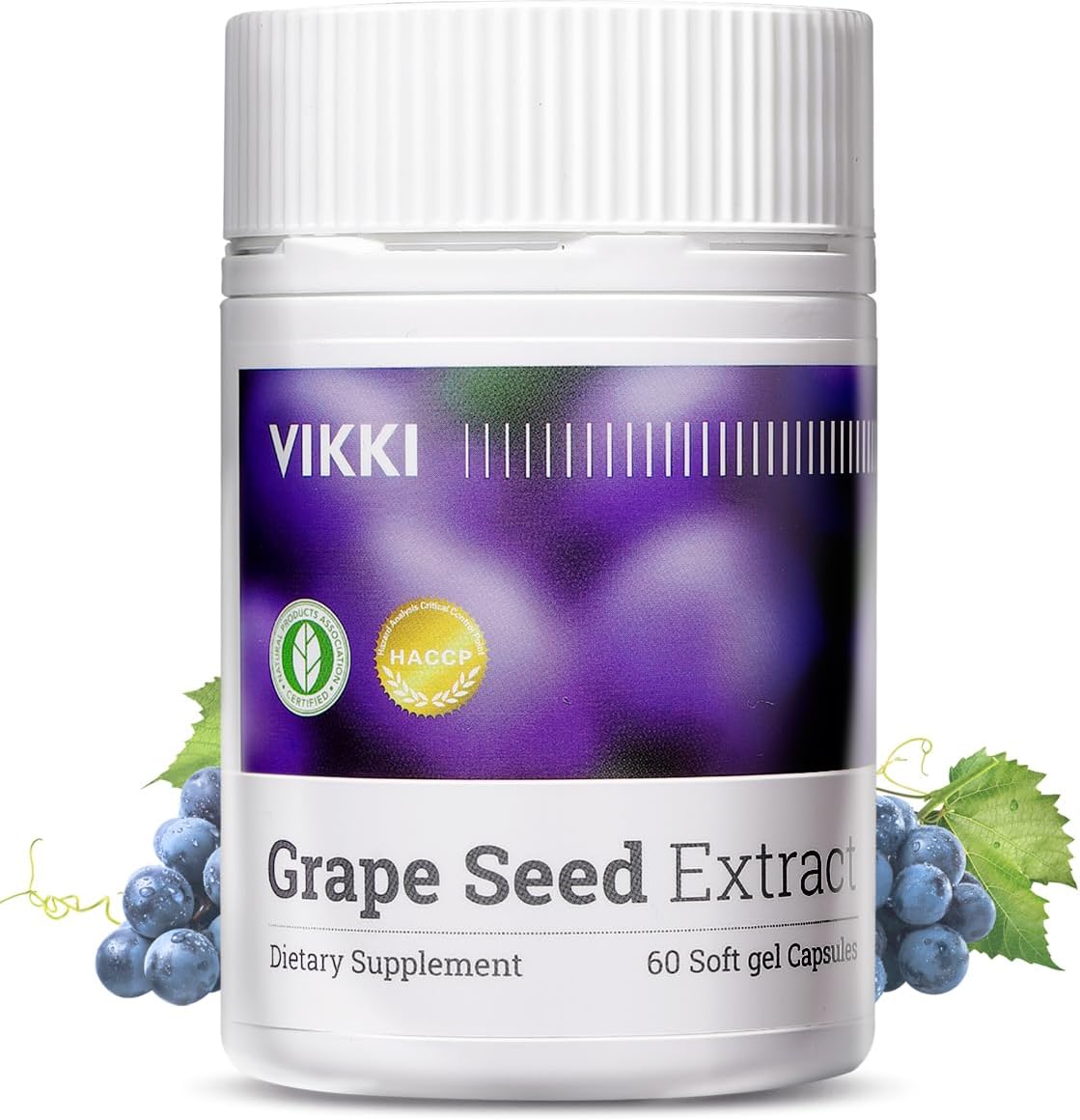 38100mg Grape Seed Extract Capsules with OPC Blueberry Essence - 60 Count, Maximum Strength by Vikki