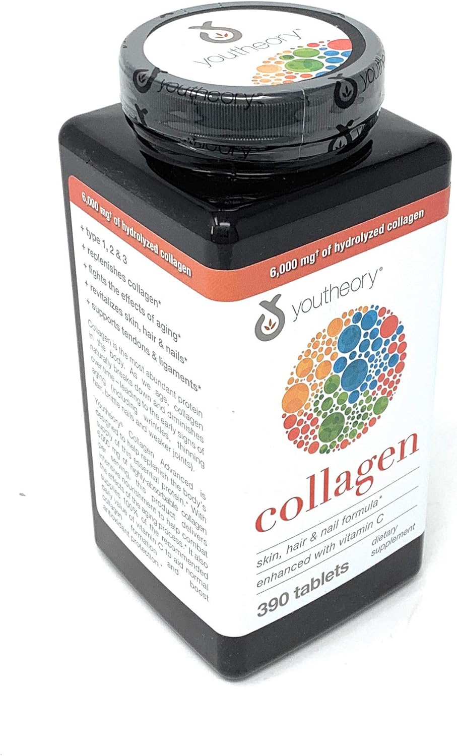 390 Tablets Youtheory Collagen with Biotin Supplement for Hair, Skin & Nails