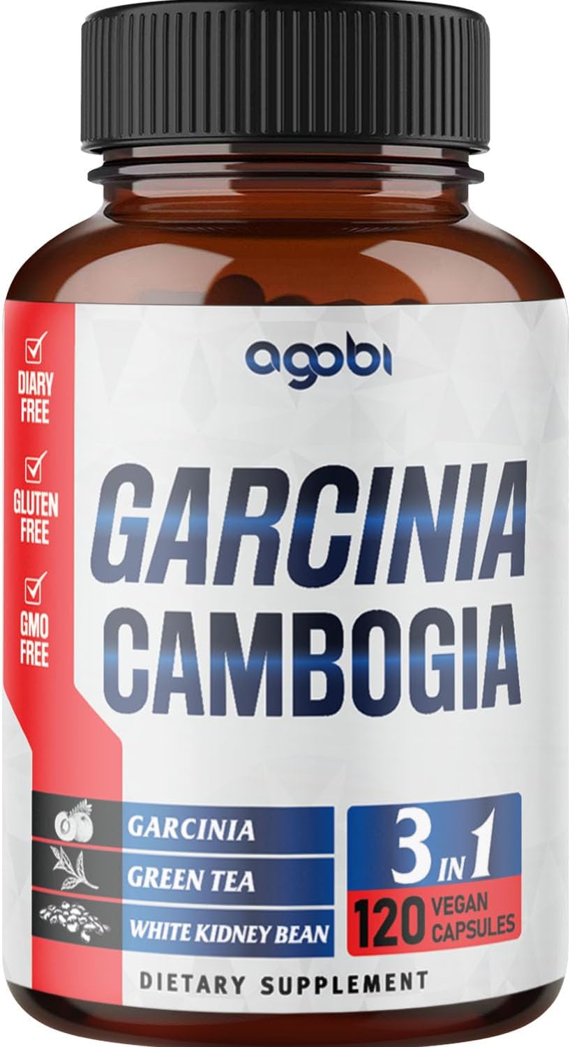 3in1 Garcinia Cambogia Herbal Supplement Capsules - 11200mg Blend with Green Tea & White Kidney Bean for Immune Support - 120 Vegan Capsules - 2 Month Supply