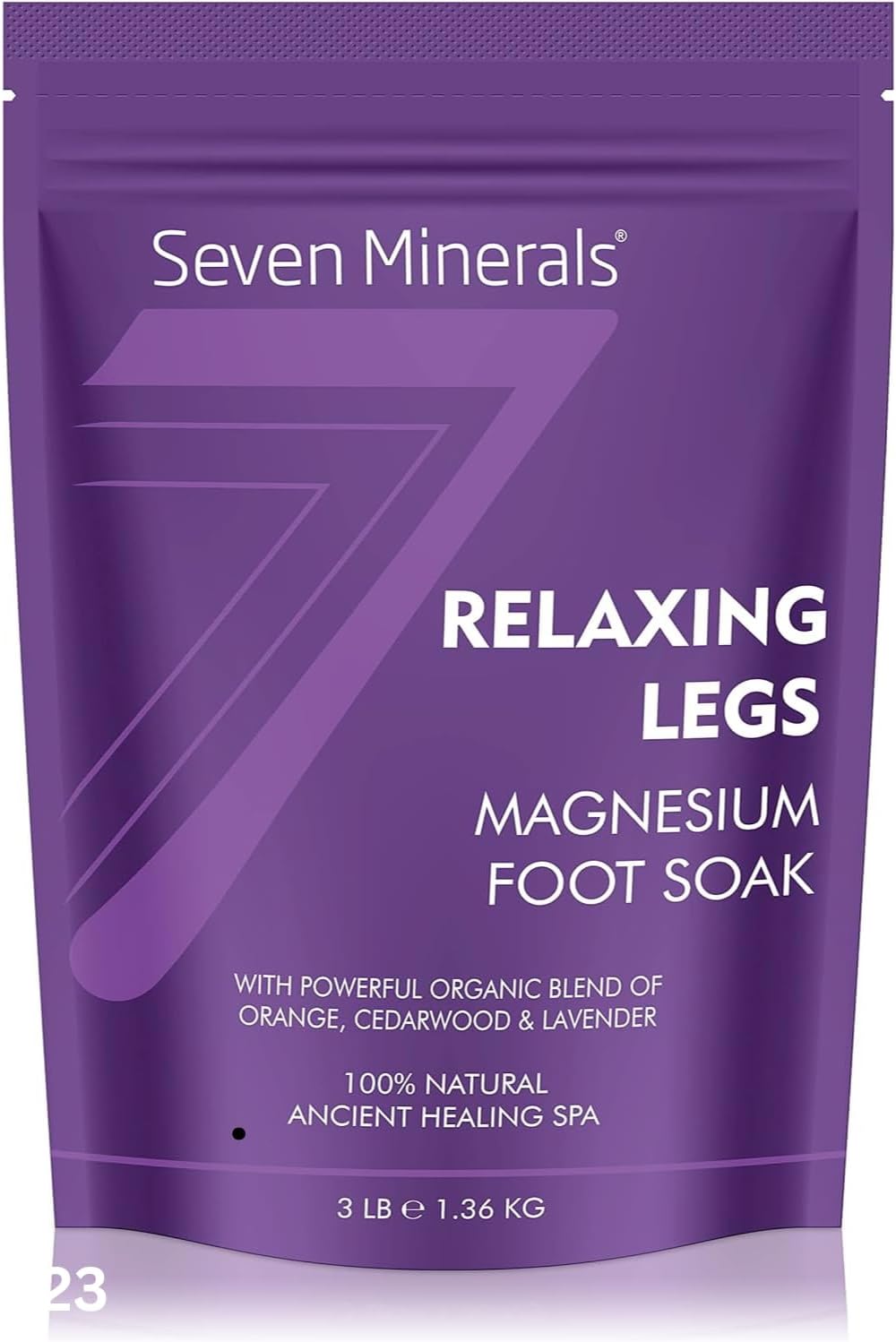 3lb Seven Minerals Magnesium Chloride Flakes for Relaxing Legs - Better Absorption Than Epsom Salt - Foot Soak for Tired Legs and Cramps - Orange, Cedarwood, Lavender Formula