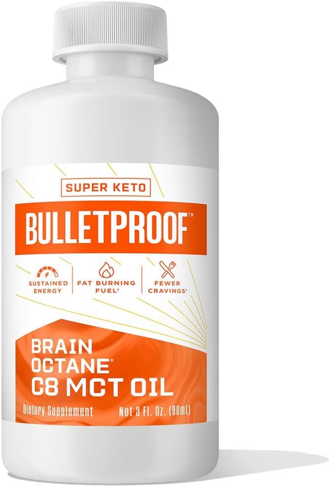 3oz Bulletproof Brain Octane C8 MCT Oil Travel Size - Keto Supplement for Energy & Cravings