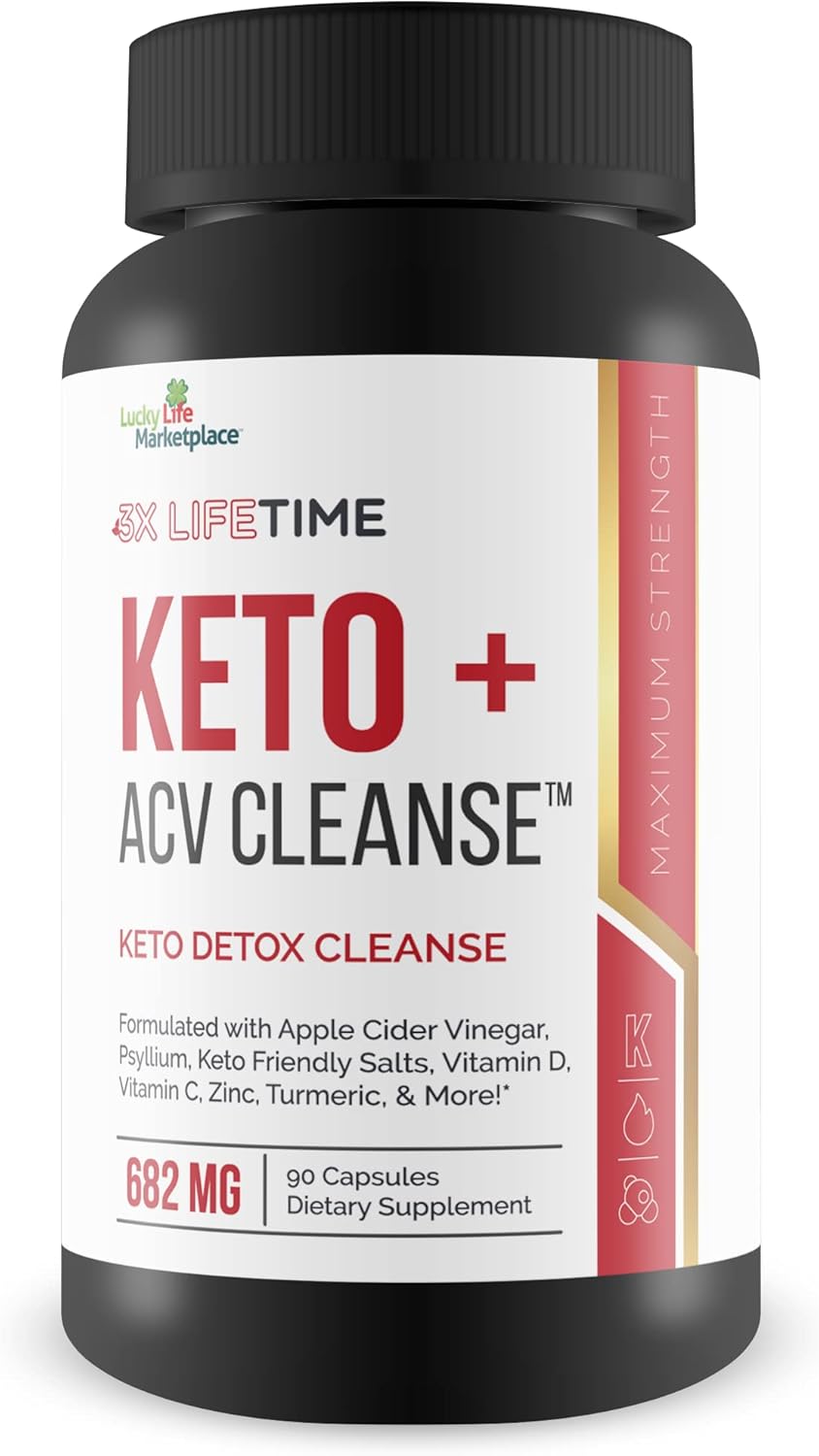 3X Lifetime Keto + ACV Cleanse for Full Body Detox - 90 Day Supply - Reduce Belly Bloat & Boost Energy - Psyllium Digestive Support - Keto Cleanser
