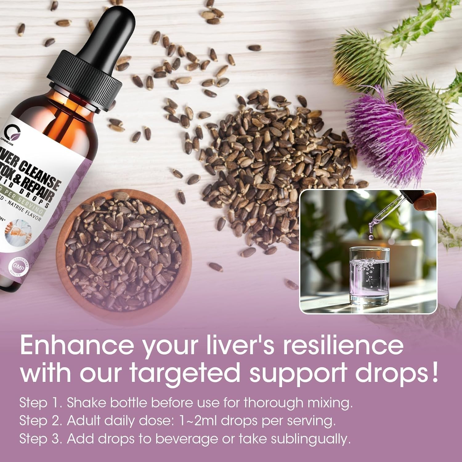 4 Fl Oz Liver Cleanse & Detox Liquid Drops - 1000mg Milk Thistle Extract Supplement for Liver Repair, Antioxidant & Digestive Support