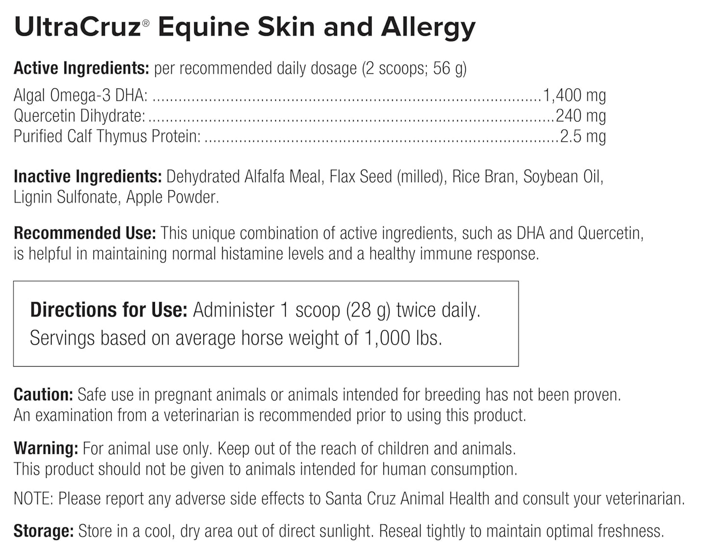 4 lb. Pellet UltraCruz Equine Skin and Allergy Supplement - Horse Skin Care Formula