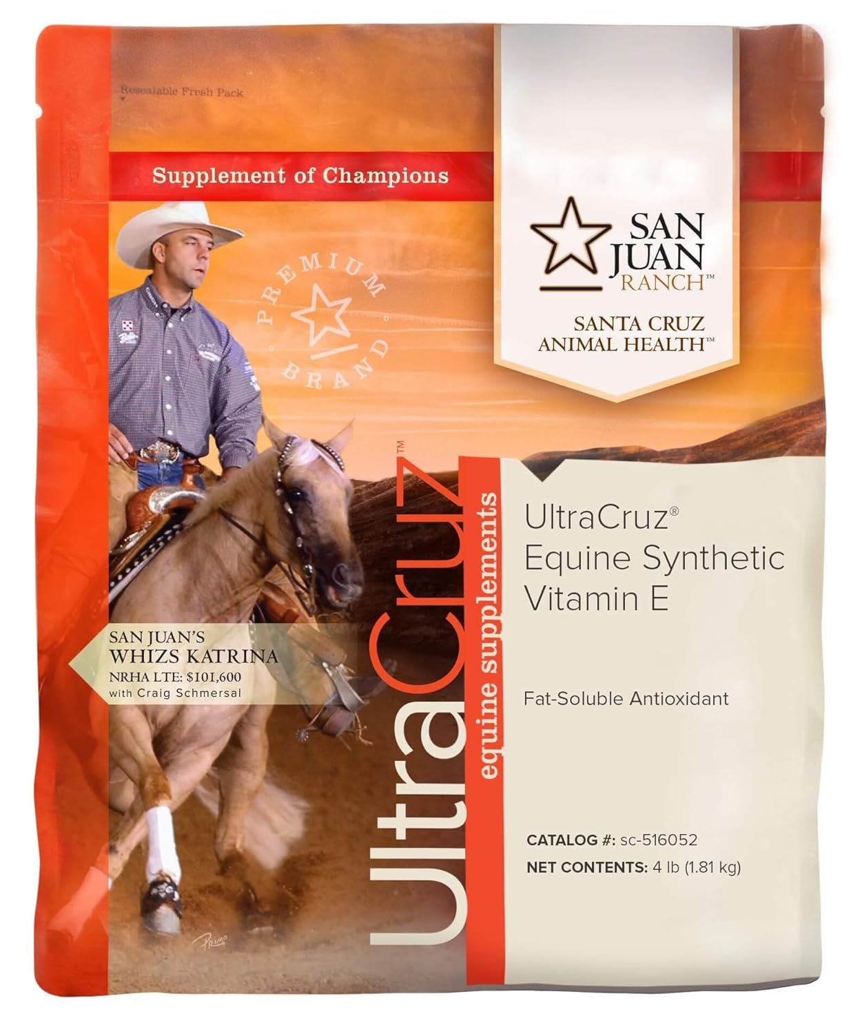 4 lb UltraCruz Equine Synthetic Vitamin E Powder Supplement for Horses (112 Day Supply)