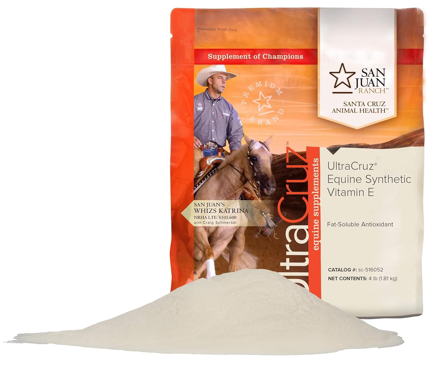 4 lb UltraCruz Equine Synthetic Vitamin E Powder Supplement for Horses (112 Day Supply)