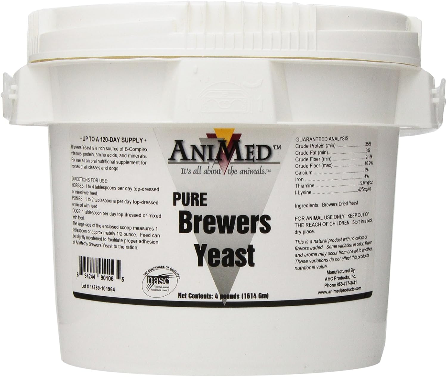 4 Lbs ANIMED Horse Brewers Yeast Supplement for Healthy Horses