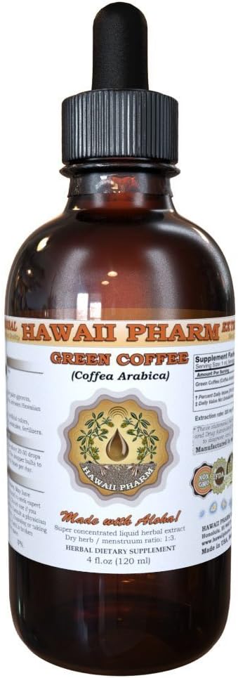 4 oz Hawaii Pharm Green Coffee Liquid Extract Tincture Supplement - Coffea Arabica Bean Powder