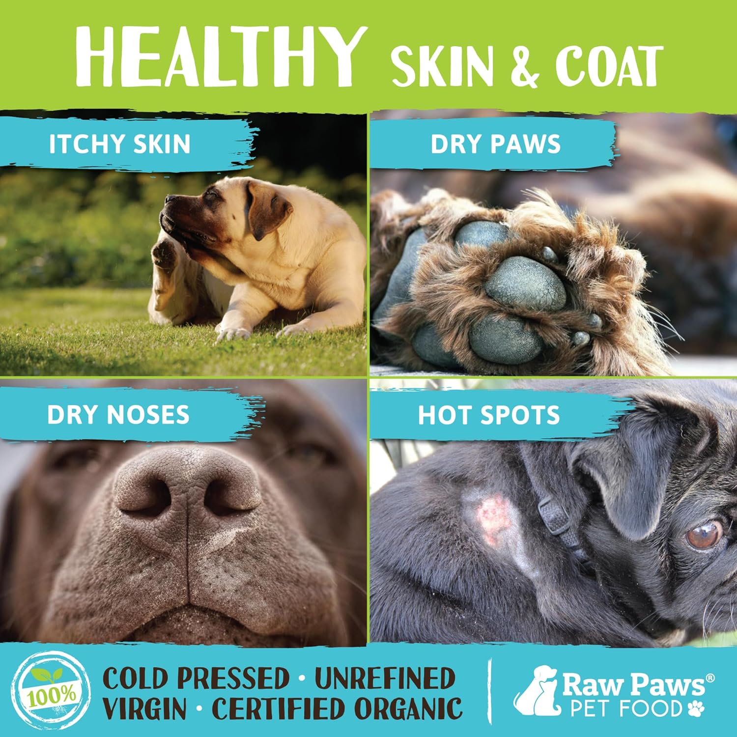 4-oz Raw Paws Organic Coconut Oil for Dogs & Cats - Natural Allergy Relief, Immune & Digestive Support, Hairball Relief