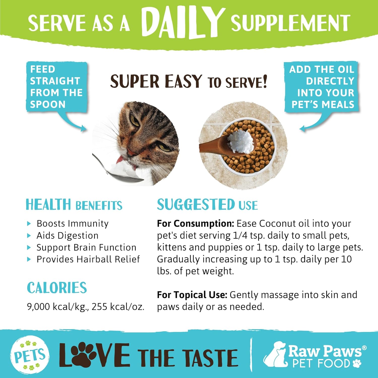 4-oz Raw Paws Organic Coconut Oil for Dogs & Cats - Natural Allergy Relief, Immune & Digestive Support, Hairball Relief