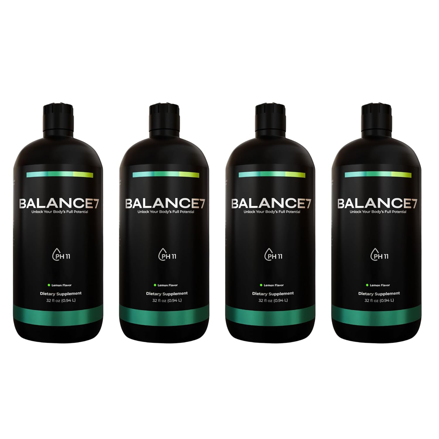 4-Pack Balance 7 Alkaline Concentrate - 11+ pH Alkalizer & Booster - Drinking Water Enhancer (4 x 32 fl oz)