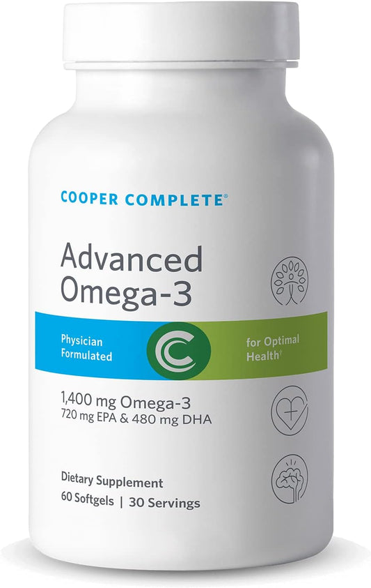 4 Pack Cooper Complete Advanced Omega 3 Fish Oil Supplement - 60 Softgels, 1400mg EPA + DHA Omega-3 Fatty Acids