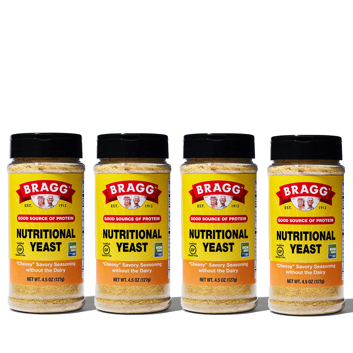 4-Pack of Bragg Nutritional Yeast Seasoning Flakes - Vegan, Gluten Free, Protein & Vitamin-Rich Parmesan Cheese Substitute - Non GMO, 4.5 oz.