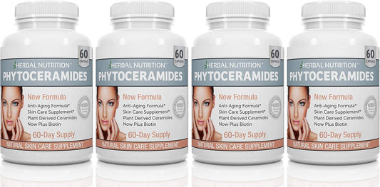 4 Pack of Herbal Nutrition Phytoceramides with Rice, Biotin, Vitamin A, C, D, and E - 40mg