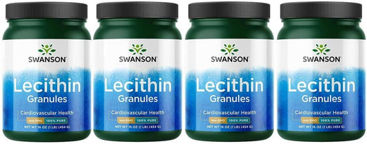 4 Pack of Swanson Non-GMO 100% Pure Lecithin Granules - 16 Ounce (454 g) each