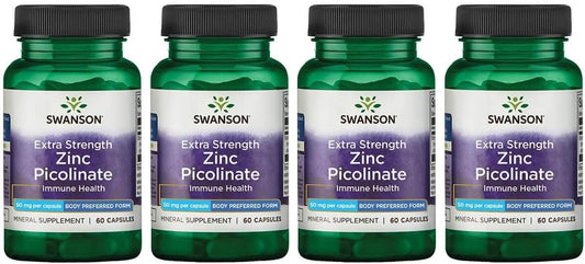 4 Pack Swanson Extra Strength Zinc Picolinate 50 mg Capsules - Body Preferred Form